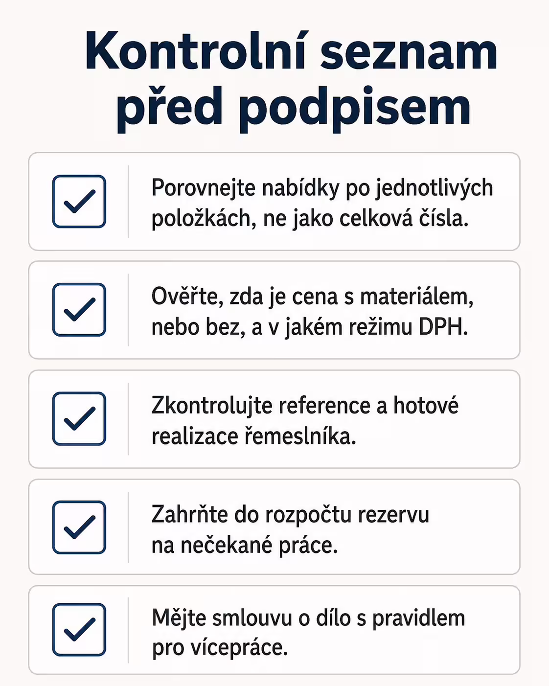 Infografika: kontrolní seznam před objednáním zedníka