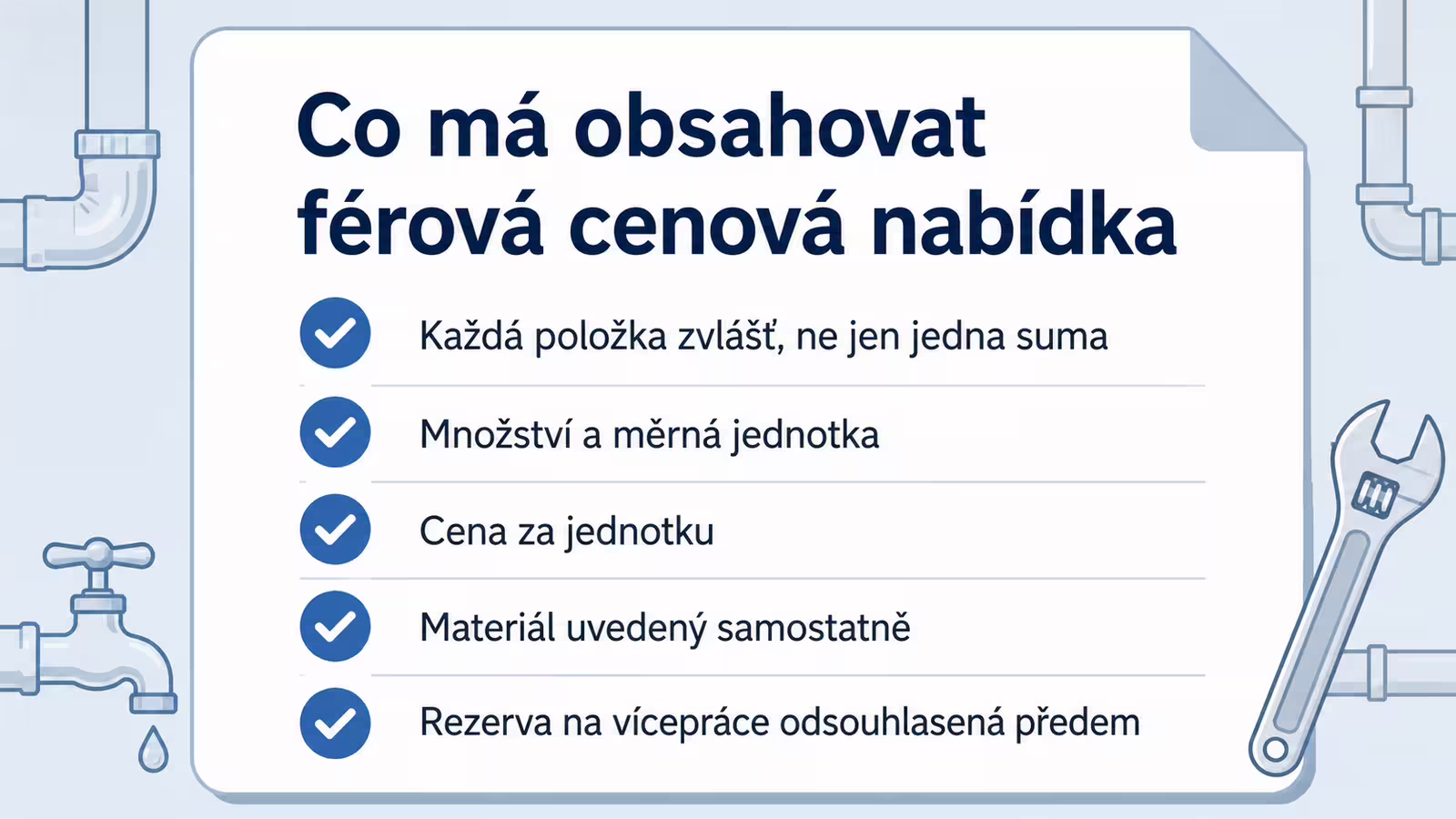 Položkový rozpočet instalatérských prací na papíře