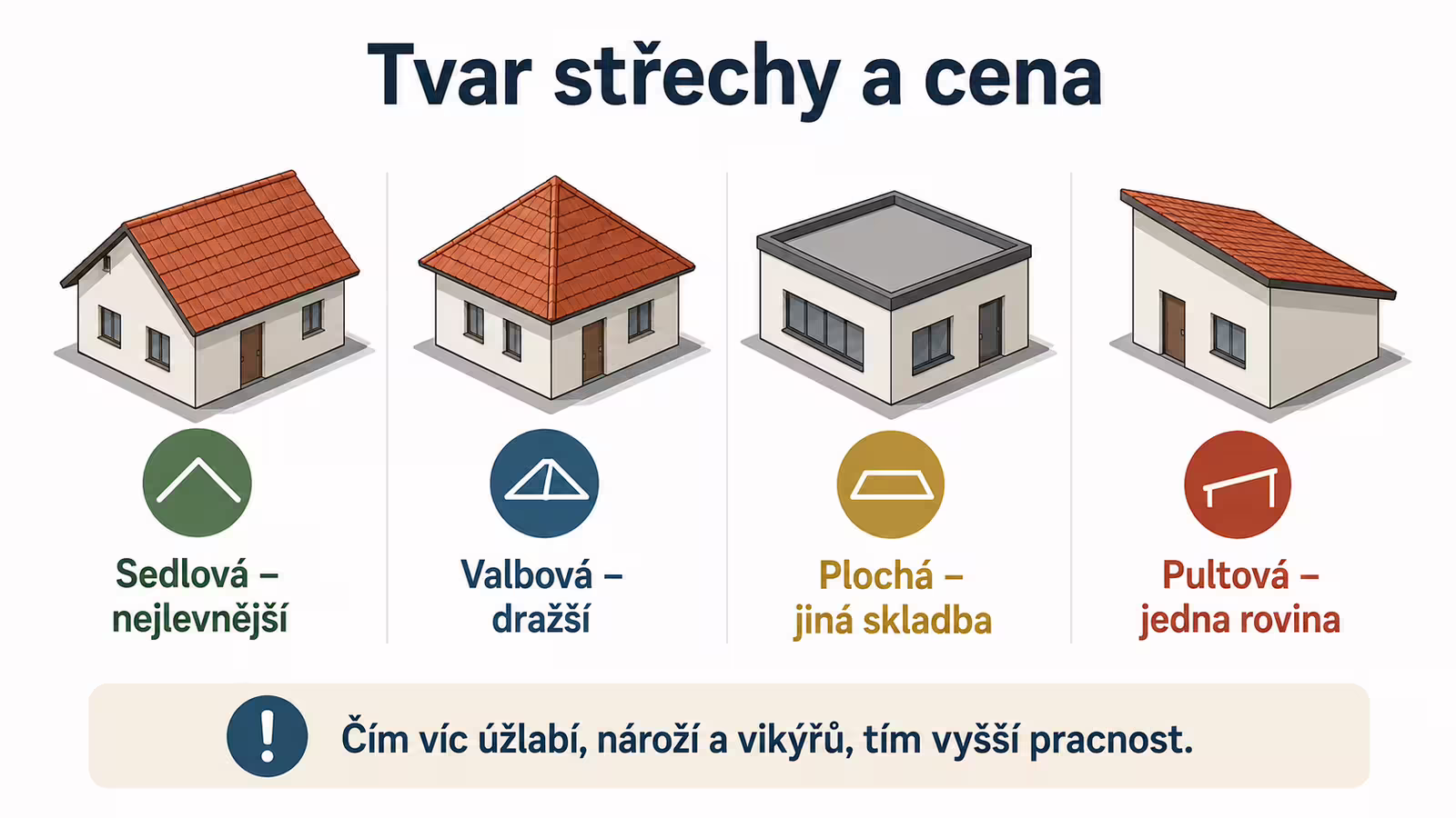 Vliv tvaru střechy na cenu – sedlová a valbová střecha