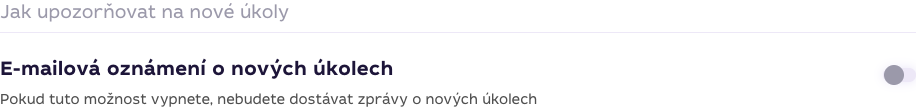 Vypnutý přepínač E-mailová oznámení o nových úkolech v profilu Qjob.cz
