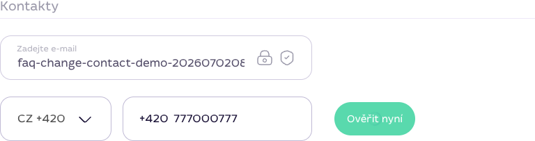 Uložené telefonní číslo v profilu Qjob.cz s tlačítkem Ověřit nyní
