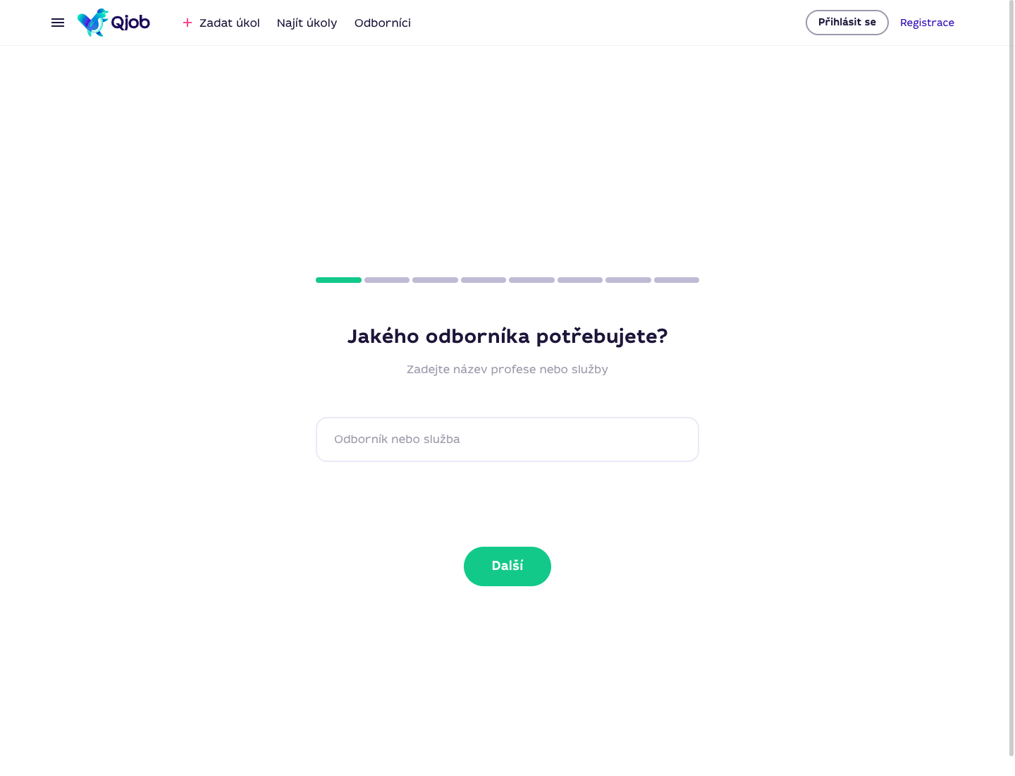 První krok formuláře Jakého odborníka potřebujete na Qjob.cz