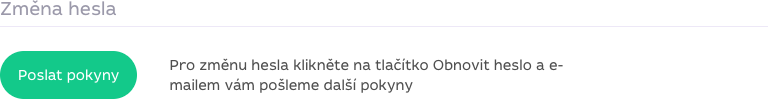 Blok Změna hesla v nastavení profilu Qjob.cz s tlačítkem Poslat pokyny