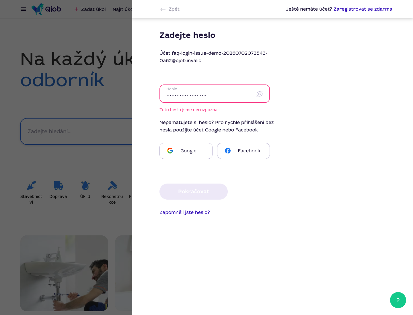 Chyba Qjob.cz Toto heslo jsme nerozpoznali při přihlášení