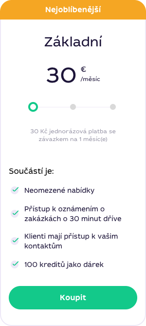 Karta tarifu Základní s tlačítkem Koupit na Qjob.cz