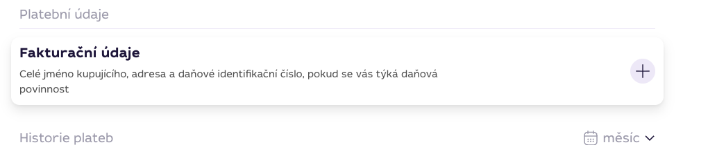 Blok Fakturační údaje na stránce Platby Qjob.cz