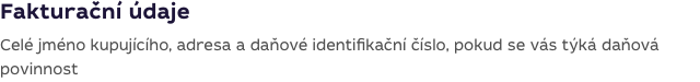 Blok fakturačních údajů na stránce plateb Qjob.cz