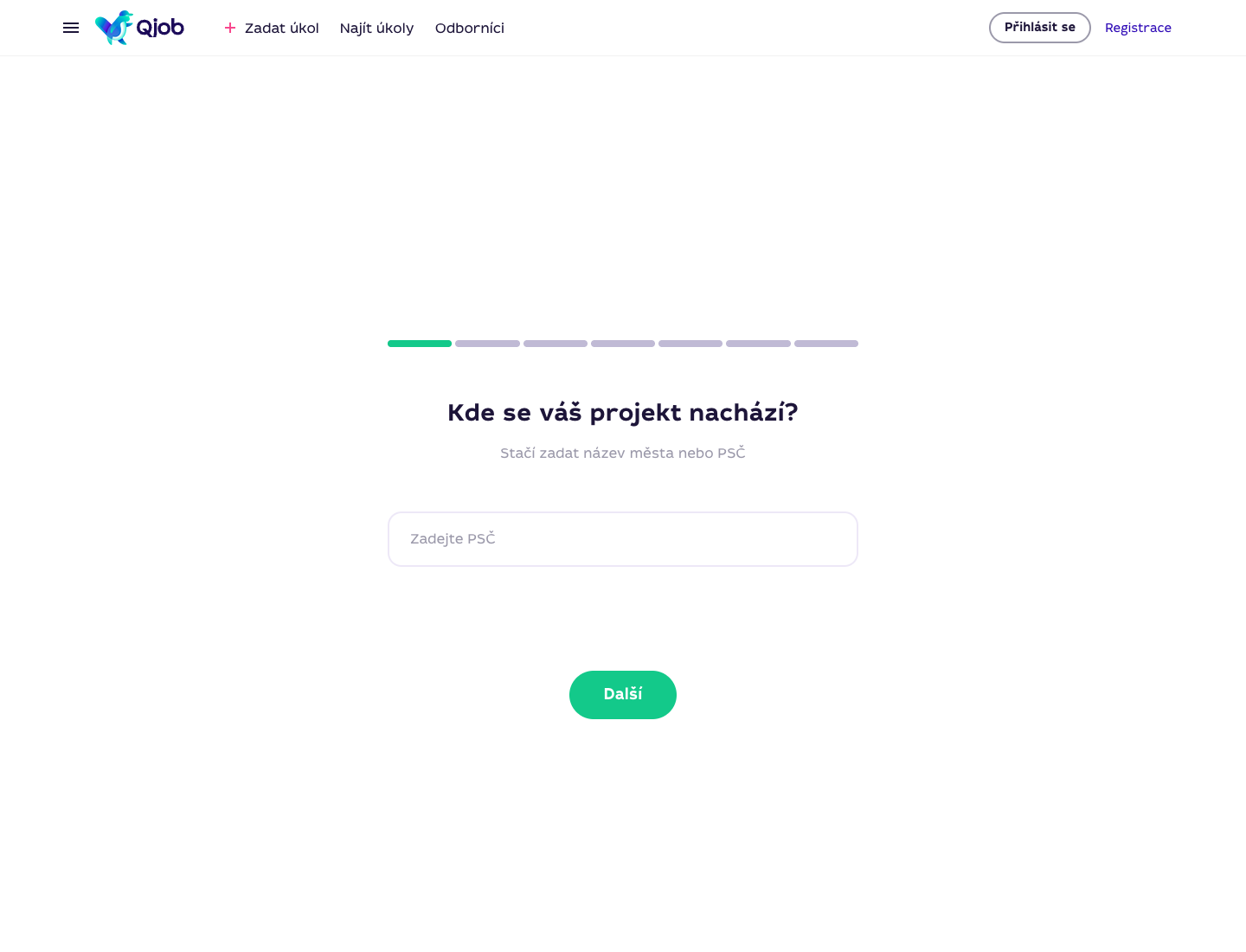 Formulář Qjob.cz po kliknutí na konkrétní rychlou službu z hlavní stránky
