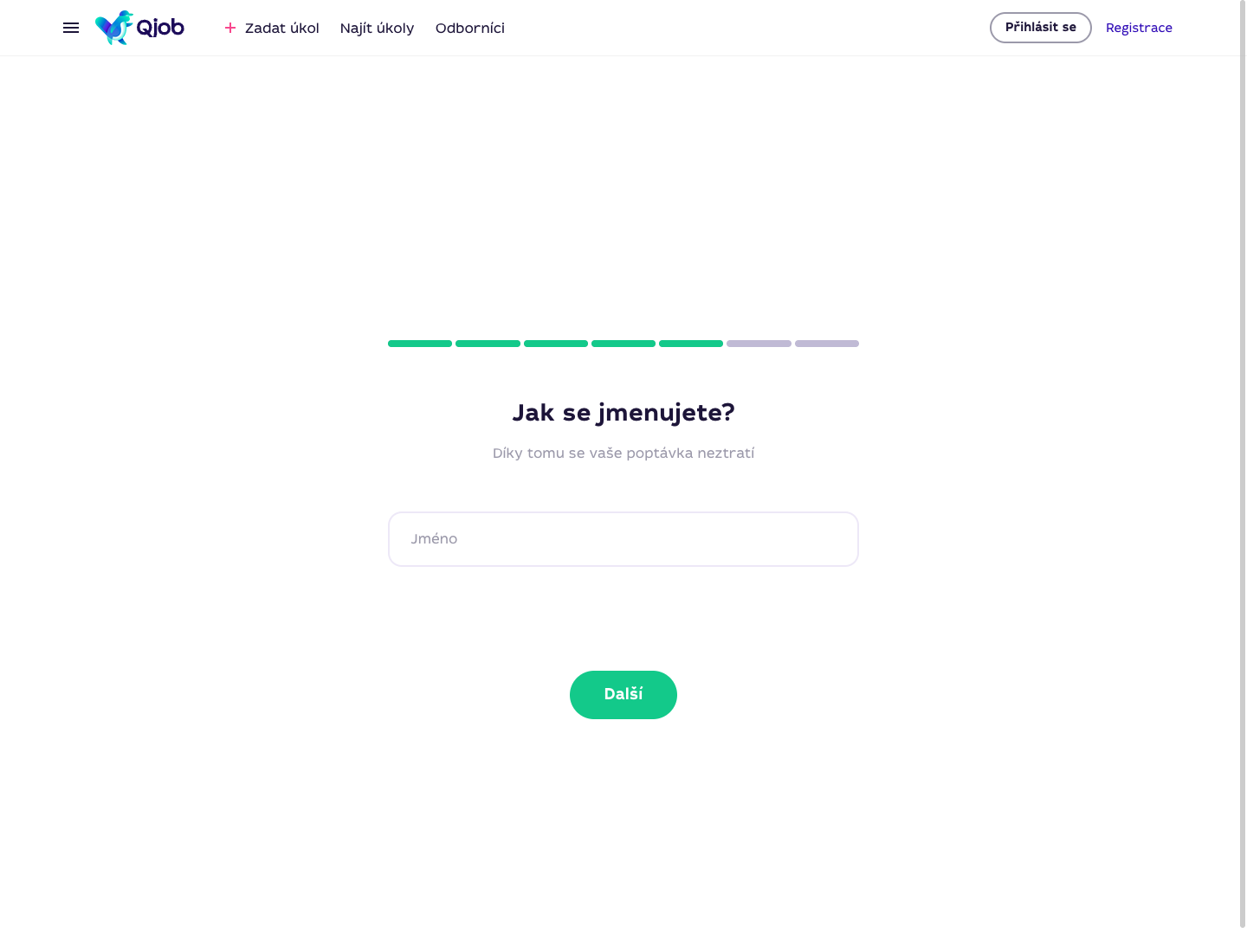 Další krok formuláře po vyplnění popisu úkolu na Qjob.cz