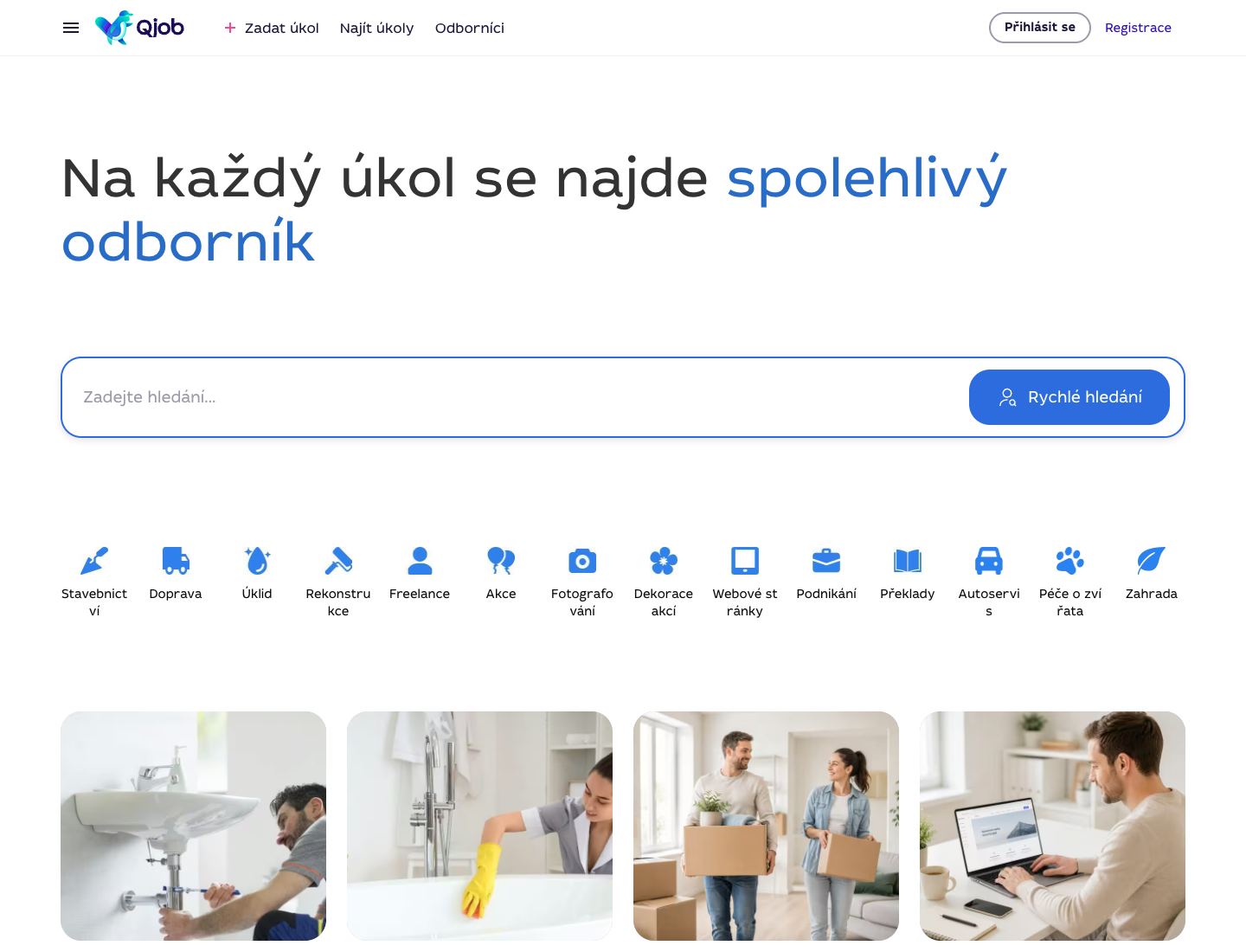 Patička webu Qjob.cz s odkazy na právní dokumenty a kontakty